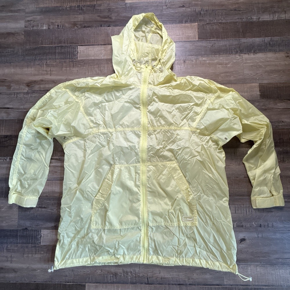 Vtg L.L.Bean Lightweight Ripstop Windbreaker Jacket Yellow, Womens Large